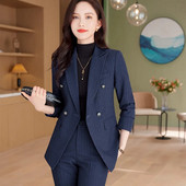 Divatos női formális 2 részes szettek 2023 őszi, kék, szürke, fekete blézer és nadrágkosztüm irodai női munkaruhák