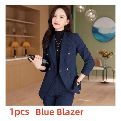 Divatos női formális 2 részes szettek 2023 őszi, kék, szürke, fekete blézer és nadrágkosztüm irodai női munkaruhák