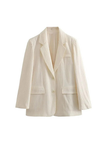 Traf 2023 Γυναικείο κομψό παντελόνι μπεζ μονόχρωμο σακάκι κοστούμι σακάκι Casual γυναικείο σακάκι με ψηλόμεσο παντελόνι σετ γραφείου Γυναικεία σετ