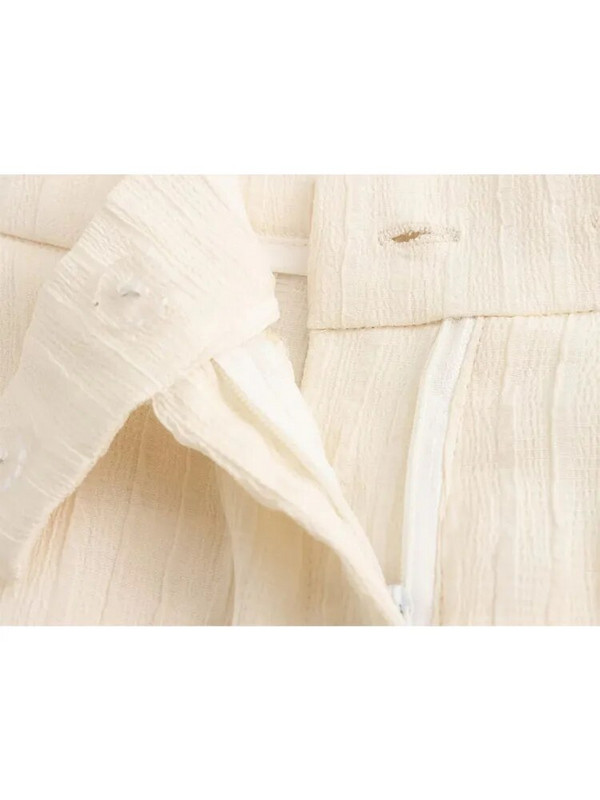 Traf 2023 Sieviešu elegants bikškostīms smilškrāsas vienkrāsains žakete uzvalka jaka ikdienas sieviešu žakete Ruched bikškostīms ar augstu vidukli Biroja sieviešu komplekti