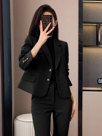 2023 Vintage γυναικεία blazer σετ παντελόνι Λευκό μαύρο χακί σακάκι + κοστούμια παντελονιού Επίσημα 2 τεμάχια σετ γραφείου Γυναικεία επαγγελματικά ρούχα
