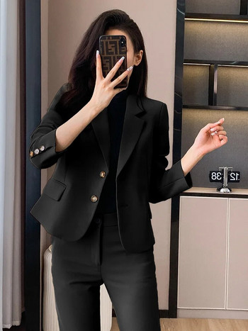 2023 Vintage γυναικεία blazer σετ παντελόνι Λευκό μαύρο χακί σακάκι + κοστούμια παντελονιού Επίσημα 2 τεμάχια σετ γραφείου Γυναικεία επαγγελματικά ρούχα