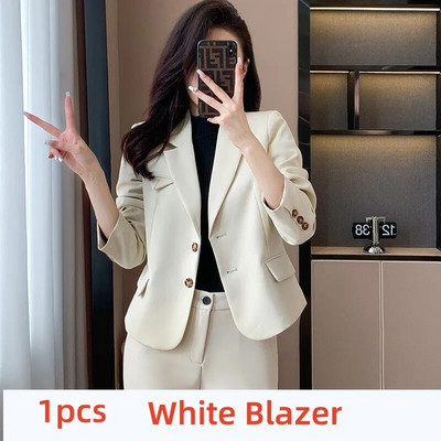 2023 Vintage Ženski sako Kompleti hlača Bijela crna kaki jakna + odijela s hlačama Formalni 2-dijelni setovi Uredska dama Poslovna radna odjeća