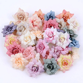 10 бр. 4,5 см многоцветни цветни глави на маргаритки Мини копринени изкуствени цветя за венец Scrapbooking Домашна сватбена украса
