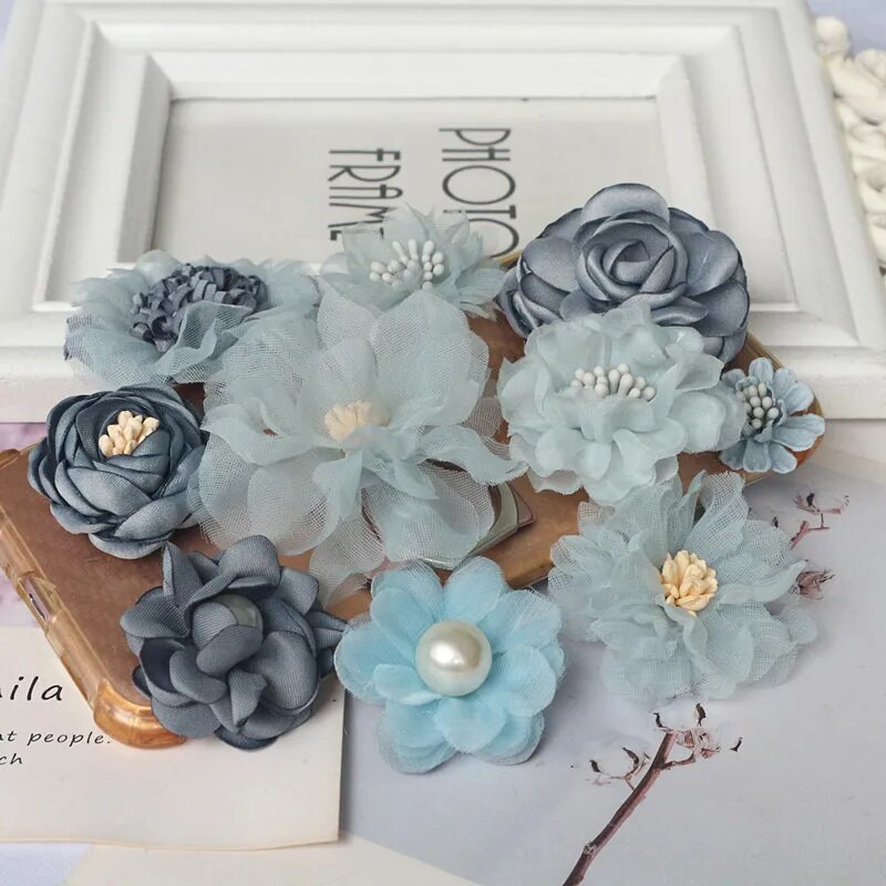 10Pcs/Set Mix Fabric Cvjetovi Simulacija Cvjetne glave Dekoracija Cvijeće za DIY pribor