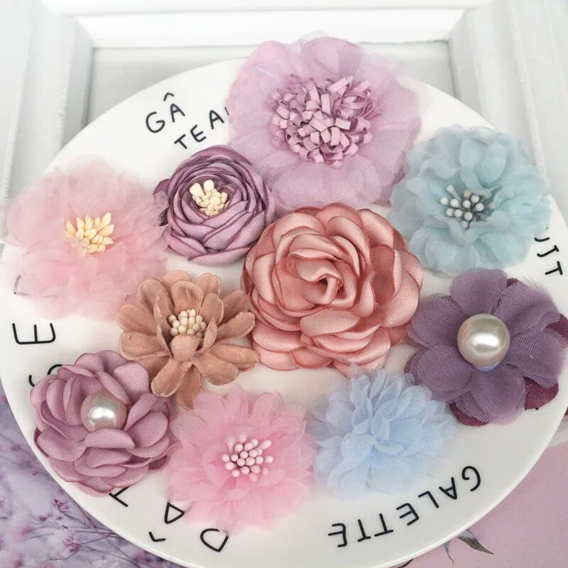 10Pcs/Set Mix Fabric Cvjetovi Simulacija Cvjetne glave Dekoracija Cvijeće za DIY pribor