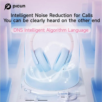 Ακουστικά Picun Queen V5.3 Ακουστικά 40 ωρών μεγάλης διάρκειας μπαταρίας Χαμηλή καθυστέρηση Smart Touch HD κλήσεων Ακουστικά πάνω από το αυτί για υπολογιστή