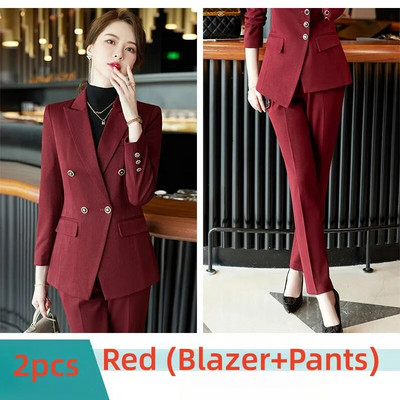 2023 Jesen Zima Luksuzno žensko odijelo Crno Crvena Kava Zeleni Formalni sako Odijela s hlačama Uredska dama Poslovni kompleti od 2 komada