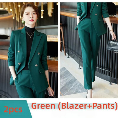 2023 Jesen Zima Luksuzno žensko odijelo Crno Crvena Kava Zeleni Formalni sako Odijela s hlačama Uredska dama Poslovni kompleti od 2 komada