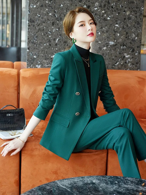 2023 Jesen Zima Luksuzno žensko odijelo Crno Crvena Kava Zeleni Formalni sako Odijela s hlačama Uredska dama Poslovni kompleti od 2 komada