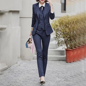 Serge Ženski komplet odjeće za putovanje na posao Ženski trodijelni ležerni, elegantni ženski trodijelni odijelo, uski sakoi s jednim kopčanjem