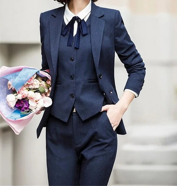 Serge Commuting Γυναικείο σετ Γυναικείων Ρούχων Three Pieces Casual κομψό γυναικείο κοστούμι 3 τεμαχίων Slim Fit μονόπλευρα σακάκια