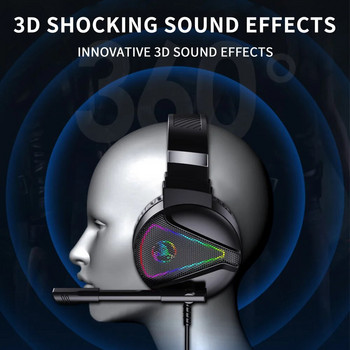 Ακουστικά υπολογιστών Ενσύρματο ακουστικό RGB Ελαφρύ στερεοφωνικό ηχομόνωση μείωσης θορύβου Ακουστικά παιχνιδιών για υπολογιστή παιχνιδιών
