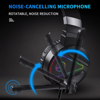 Компютърни слушалки Кабелни слушалки RGB светлина Стерео шумоизолация Звукова изолация Слушалки за компютърни игри