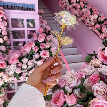 Τεχνητά τριαντάφυλλα 24 K επιμεταλλωμένα με φύλλο αλουμινίου λουλούδια LED Λουλούδι για την Ημέρα του Αγίου Βαλεντίνου Δώρο για την Ημέρα της Μητέρας Δημιουργικό δώρο για την επέτειο του Φεστιβάλ