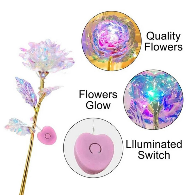 24K Umjetne ruže presvučene folijom, cvijeće LED cvijet, Valentinovo, dar za Majčin dan, festival, godišnjica, kreativni dar