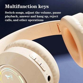 Ασύρματα ακουστικά Στερεοφωνικά πτυσσόμενα ακουστικά ήχου Φωτισμός Ακουστικά μείωσης θορύβου παιχνιδιού για γραφείο παιχνιδιών υπολογιστή
