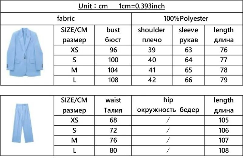 Γυναικείο παντελόνι Μπλε κοστούμια παντελόνι Ανοιξιάτικα Γυναικεία επίσημα ρούχα Γυναικεία Σετ Παντελόνια Γυναικεία Σετ με ένα κουμπί Ανοιξιάτικο μπλέιζερ