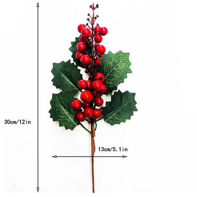 1 kom Umjetna božićna grana crvenih bobica Snježna pahuljica Borove iglice Grane češera za Božić Nabavka DIY vijenca Noel Decoratons
