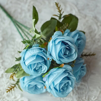Umjetno cvijeće Svilene ruže Visokokvalitetni bijeli buket ružičastog cvijeća za festival vjenčanja DIY Poklon 6 velikih glava Uređenje doma