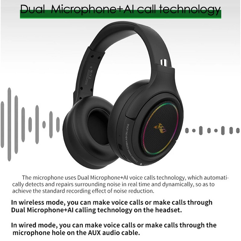 Bluetooth 2,4 GHz bežične slušalice za igranje s 2-u-1 ključem ENC AI glasovnim pozivom i mikrofonom za poništavanje buke za PS4 PC računalni igrač