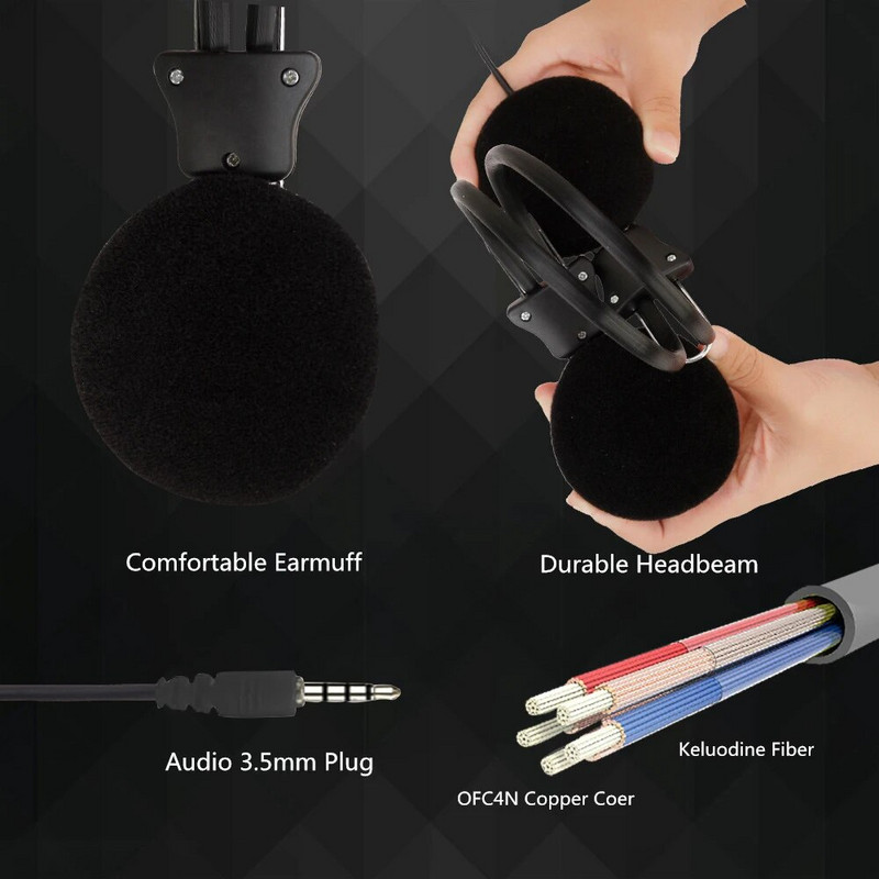 3,5 mm žičane slušalice Bas HiFi Glazbene Stereo slušalice PC Gaming slušalice s mikrofonom za PS4 Xbox One Prijenosno računalo