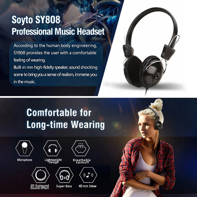 3,5 mm žičane slušalice Bas HiFi Glazbene Stereo slušalice PC Gaming slušalice s mikrofonom za PS4 Xbox One Prijenosno računalo