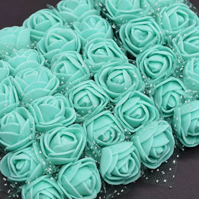 144gab 2cm Mini PE rozes galva mākslīgā zīda ziedi kāzu līgavas pušķu dekors DIY dzimšanas dienas dāvanu vainags putu viltus dzijas zieds