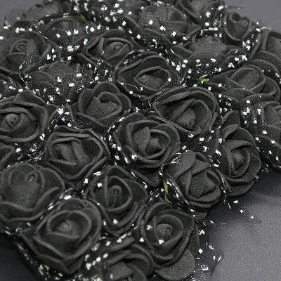 144gab 2cm Mini PE rozes galva mākslīgā zīda ziedi kāzu līgavas pušķu dekors DIY dzimšanas dienas dāvanu vainags putu viltus dzijas zieds