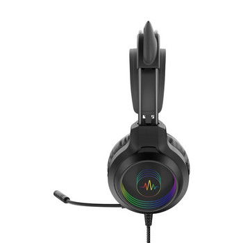 1PCS Професионални LED котешки уши Esports слушалки Компютър PC Gaming Студентски слушалки Headworn с микрофон Кабелни слушалки за игри