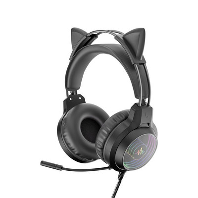 1PCS Profesionālas LED Cat Ear Esports Austiņas Datora datorspēļu studentu austiņas ar galvu ar mikrofonu Vadu Spēļu austiņas