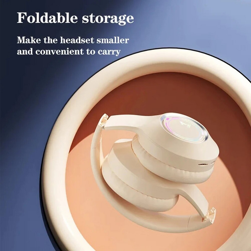 „Bluetooth“ belaidės ausinės per ausis Stereo garso ausinės, sulankstomos žaidimų ausinės nešiojamam kompiuteriui, mobiliajam telefonui, planšetiniam kompiuteriui