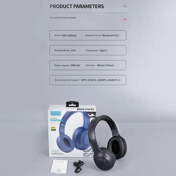 Ασύρματα ακουστικά A28 με ακύρωση θορύβου μικροφώνου βαθύ μπάσο Bluetooth Stereo 5.2 HiFi Sports Gaming ακουστικό για τηλέφωνο υπολογιστή