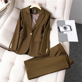 Elegantni ženski svečani kompleti hlača 2023. smeđe crne crvene kaki uredske ženske jakne + hlače 2-dijelni kompleti poslovne radne odjeće