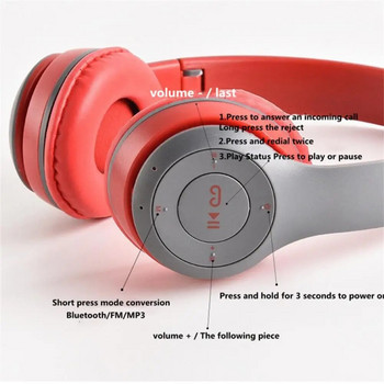 P47 безжични Bluetooth слушалки, по-дълго време за възпроизвеждане, USB зареждане на ушите, 3D стерео слушалки за игри за смарт телефон, компютър, лаптоп