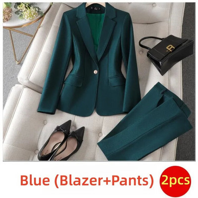 Elegantni ženski set od 2 dijela, crveni kaki, crni, plavi sako i hlače, uredska dama, novo u odgovarajućim grupama odijela za jesen-zimu 2023.