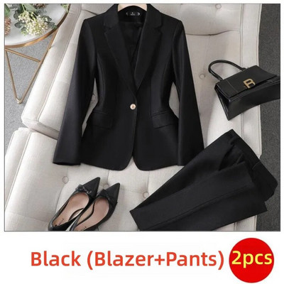 Elegantni ženski set od 2 dijela, crveni kaki, crni, plavi sako i hlače, uredska dama, novo u odgovarajućim grupama odijela za jesen-zimu 2023.