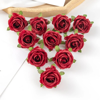 10PCS Umjetno cvijeće Diy Kutija za slatkiše Kućni dekor Božićni ukrasni vijenci Vjenčane zabave Vrtne ruže Luk Svila Nevjesta Zapešće