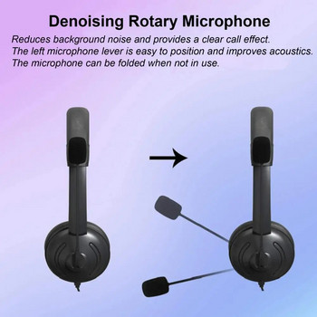 Ενσύρματα ακουστικά Χρήσιμα ρυθμιζόμενα ενσύρματα ακουστικά γενικής χρήσης με μείωση της έντασης του θορύβου με αξεσουάρ μικροφώνου υπολογιστή