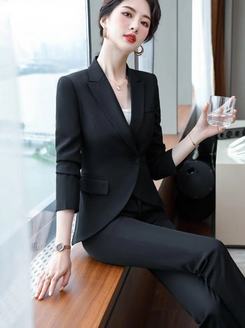 2023 Νέο γυναικείο κοστούμι μπλέιζερ και παντελόνι 2 τεμαχίων Κομψά, πολυτελή σετ παντελονιών γραφείου Σετ παντελονιών υψηλής τεχνολογίας Fashion Plus σε μέγεθος