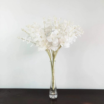 16 глави 50 см изкуствени цветя бели фалшиви евкалиптови листа изкуствен евкалиптов клон със стъбла за декор на дома/сватбено парти