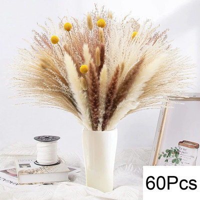 Pampas Grass Decor Boho Home Decor Buket Prirodno pahuljasto osušeno cvijeće za vjenčanje Cvjetni aranžmani Zid Seoska kuća Stol Dec
