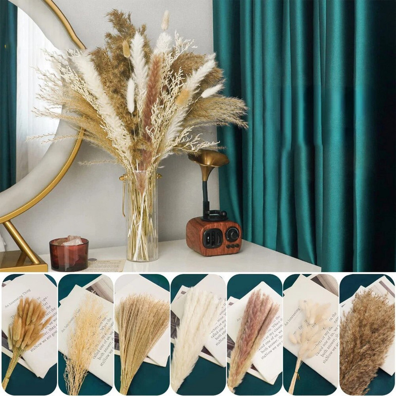 Pampas Grass Decor Boho Namų dekoro Puokštė Natūralios pūkuotos džiovintos gėlės vestuvėms Gėlių kompozicijos Siena Sodyba Stalas Gruodžio mėn.