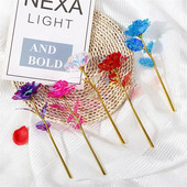 1 kom Umjetno cvijeće Folija Cvijet ruže Pokloni za Valentinovo 24k pozlaćena zlatna ruža traje vječno Ljubavni cvijet za ženu