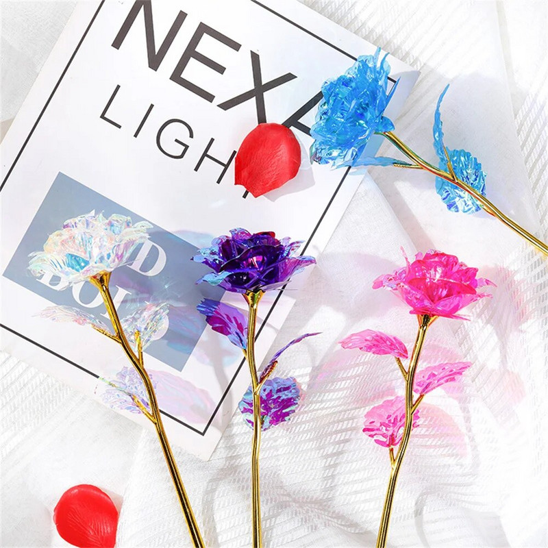 1 gab. Mākslīgo ziedu folijas rozes zieds Valentīna dienas dāvanas 24 k apzeltīta zelta roze ilgst mūžīgi mīlestības ziedi sievai