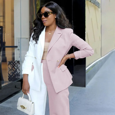 Σετ δύο τεμαχίων Γυναικείο σακάκι ανοιξιάτικο φθινόπωρο Κοστούμι γραφείου Γυναικείο μακρυμάνικο κοστούμι Top Fashion Σετ παντελόνι Casual Σετ Blazer