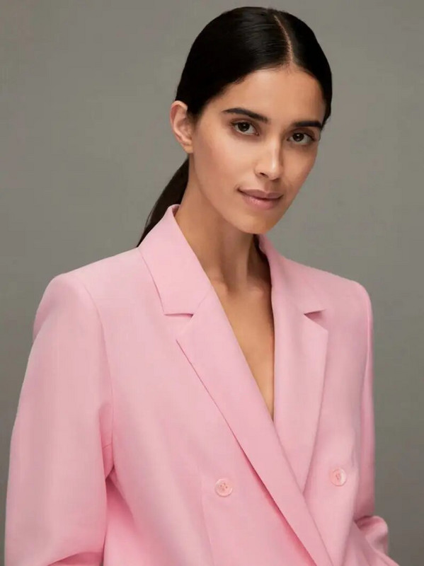 Ležerno dvodijelno odijelo sa jaknom i hlačama dugih rukava Žensko ružičasto odijelo Vruće ružičasto sa svijetlim grudima Poslovna svečana koktel zabava