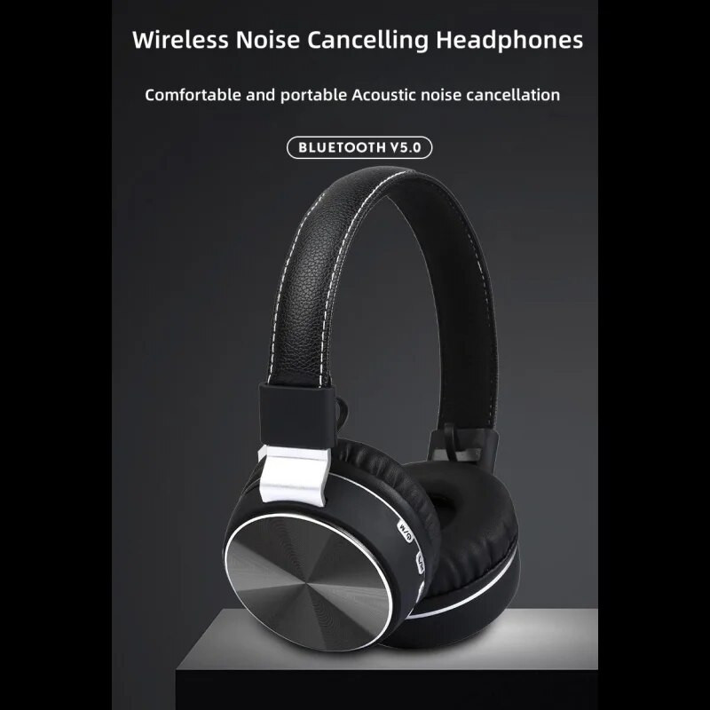 Fejhallgató Fejhallgató Vezeték nélküli Bluetooth összecsukható bőr fém dugós kártya Hívás Mobiltelefon Számítógép Univerzális Headset