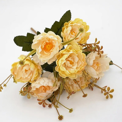 Geltona veislė rudens netikra arbata rožė bijūnas šilkinė gėlė rudens gerbera ramunė netikra gėlė plastikinė "pasidaryk pats" vestuvių namų aksesuarai