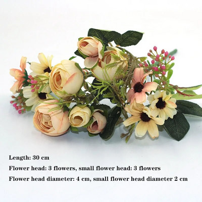 Geltona veislė rudens netikra arbata rožė bijūnas šilkinė gėlė rudens gerbera ramunė netikra gėlė plastikinė "pasidaryk pats" vestuvių namų aksesuarai